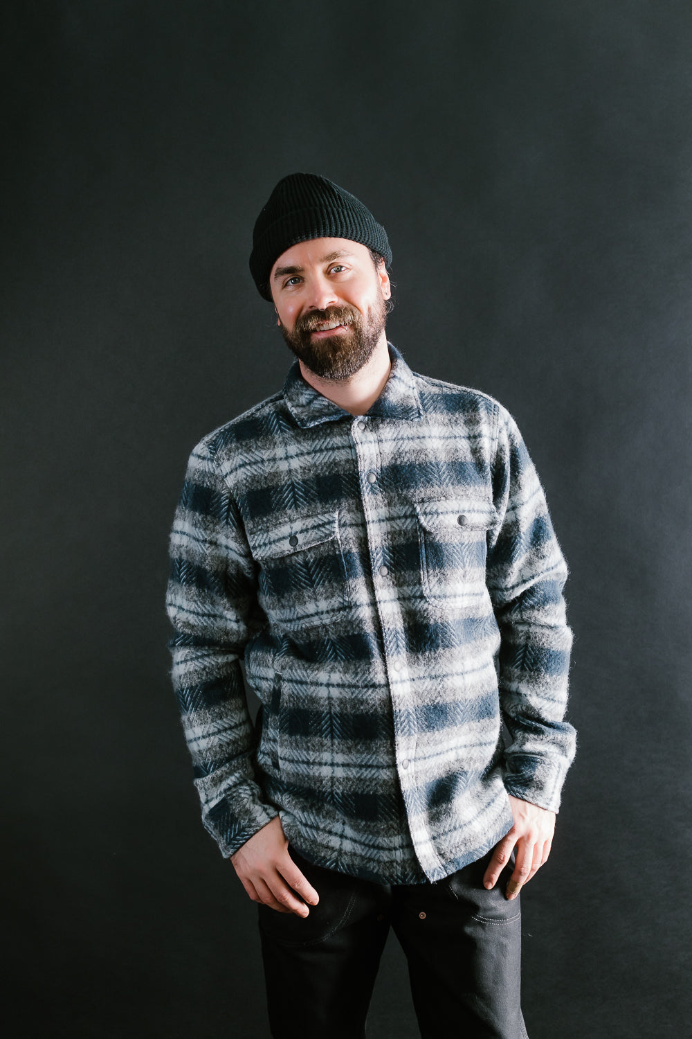 Field Jacket Wool Plaid - Navy