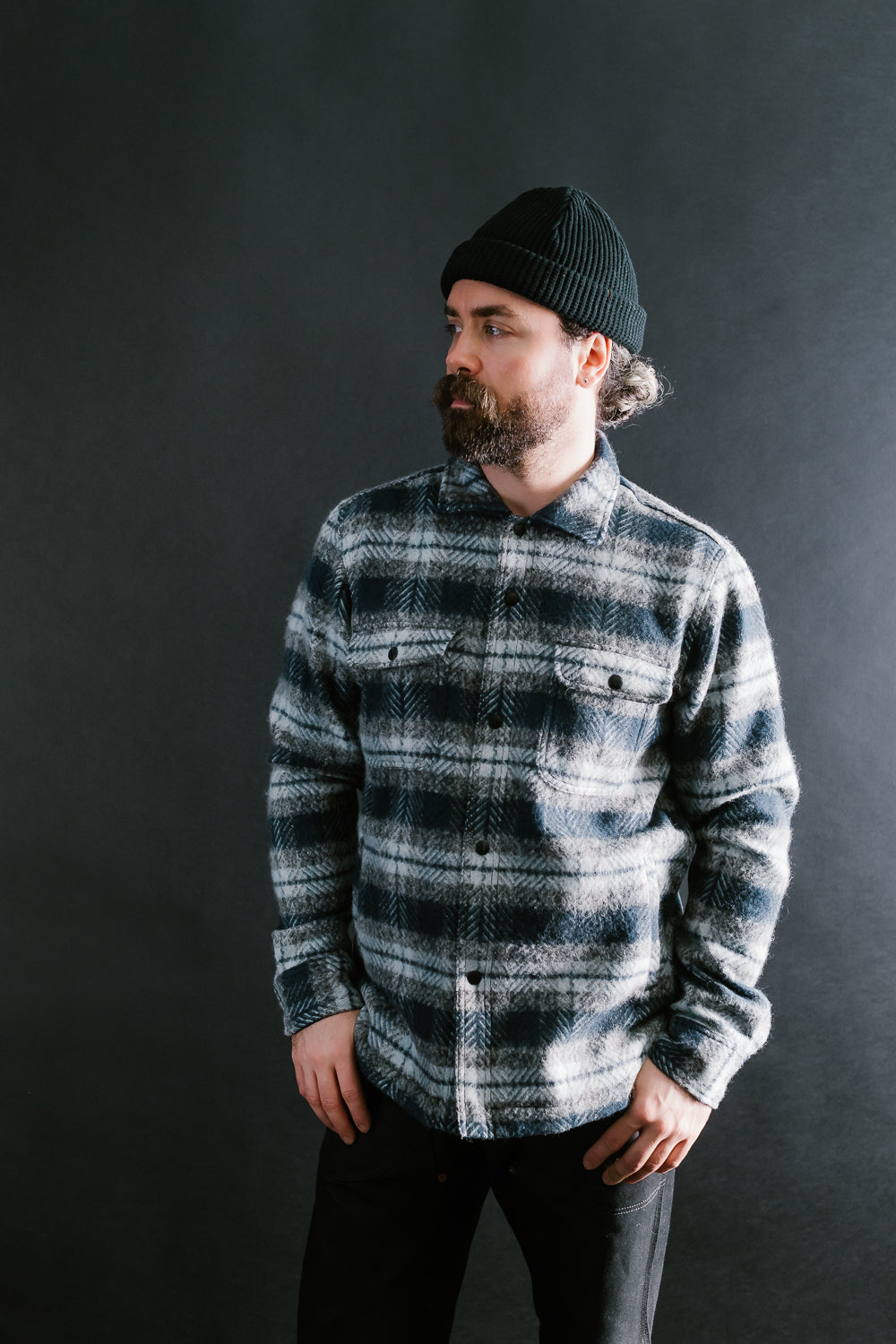 Field Jacket Wool Plaid - Navy