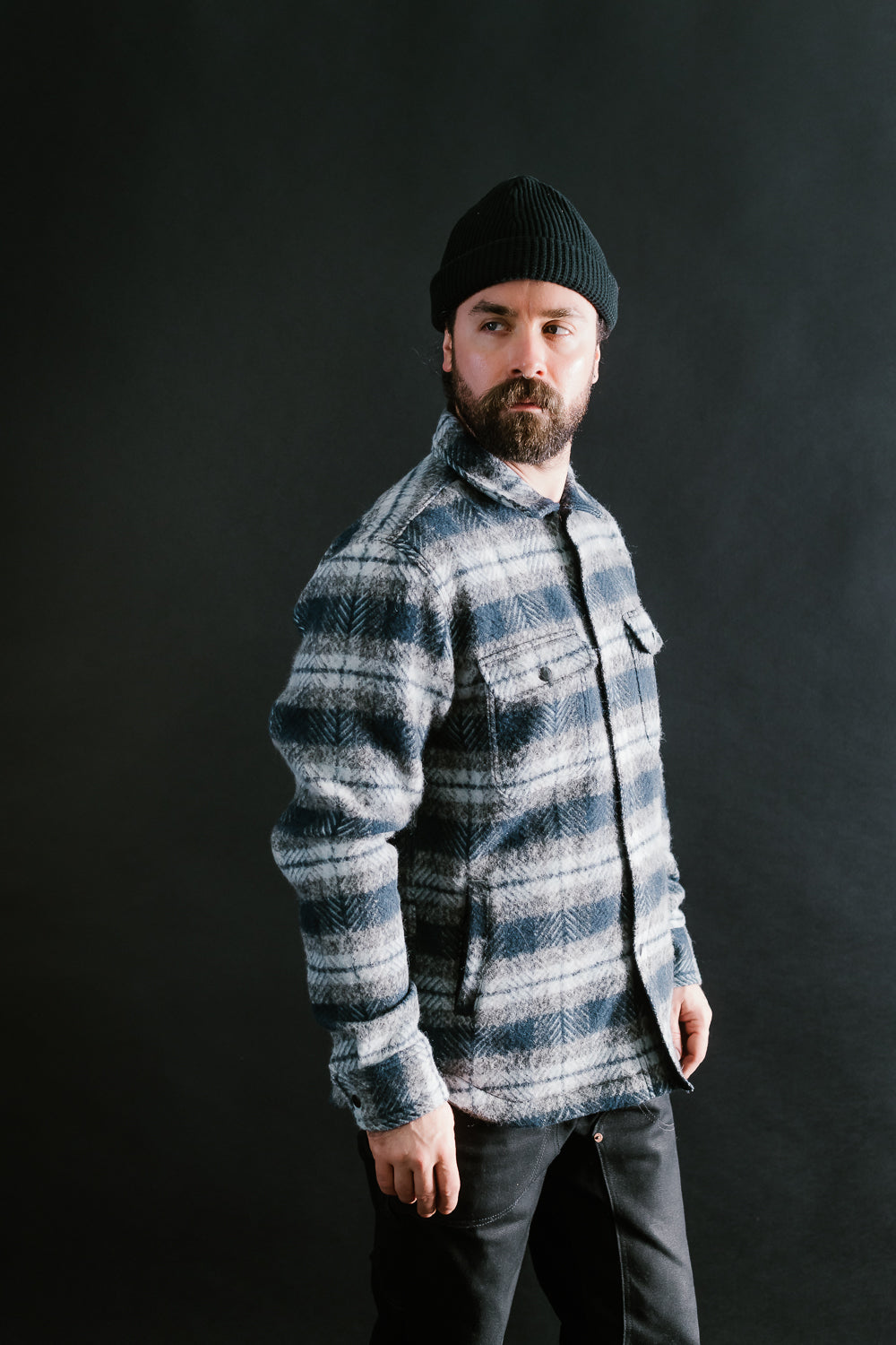 Field Jacket Wool Plaid - Navy