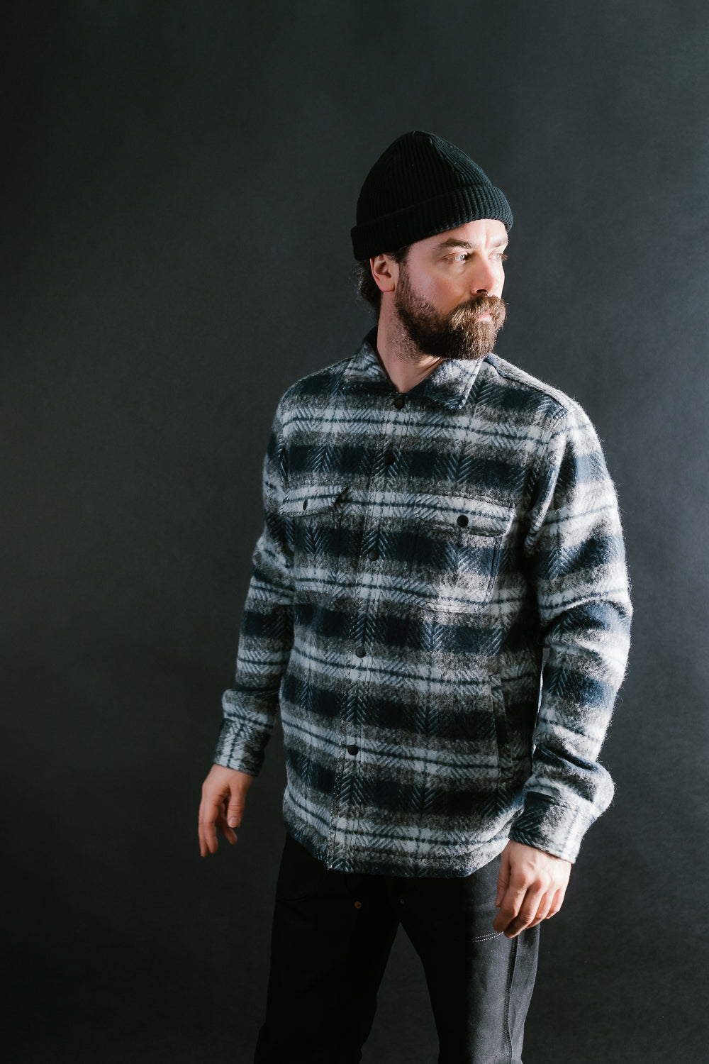 Field Jacket Wool Plaid - Navy