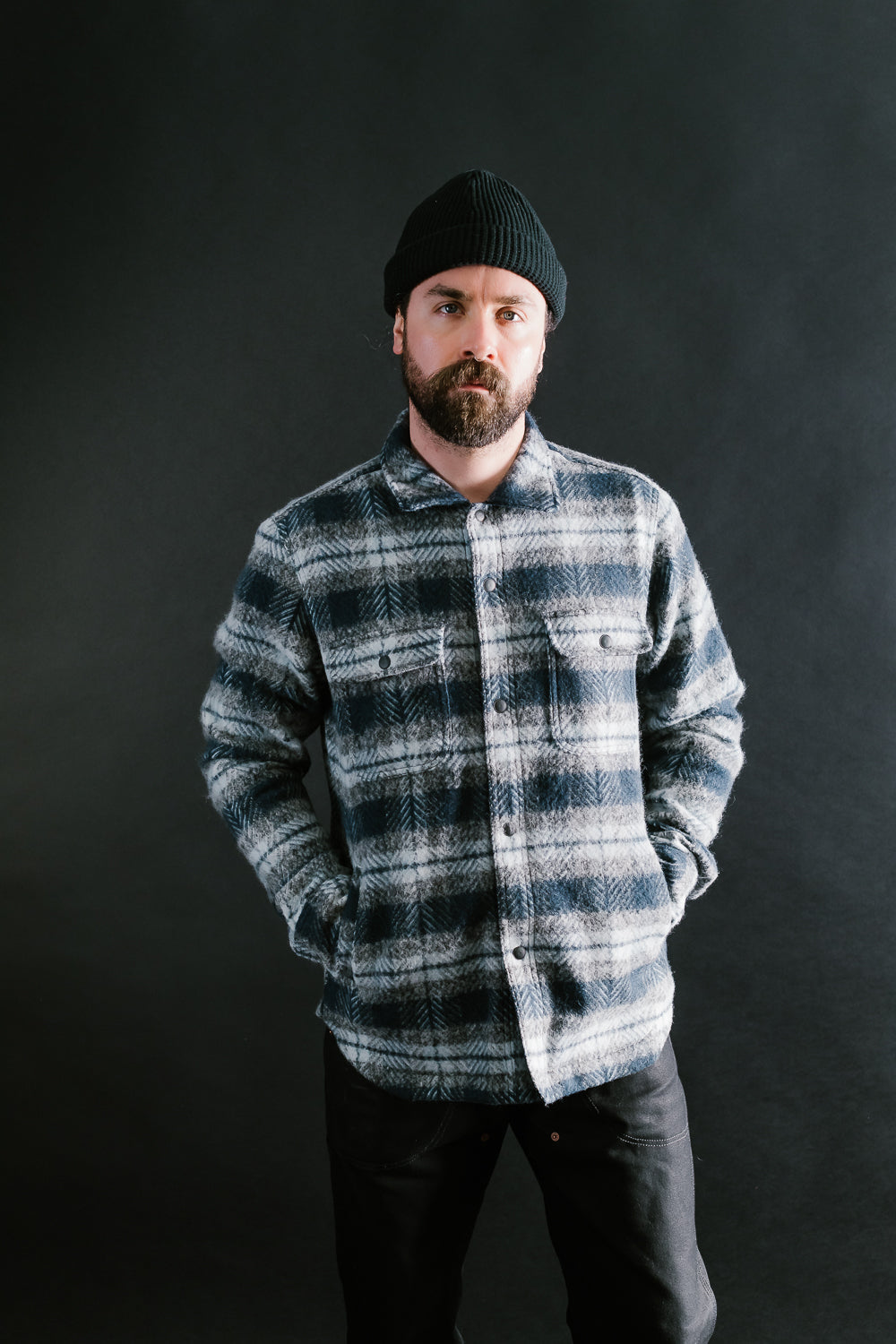 Field Jacket Wool Plaid - Navy