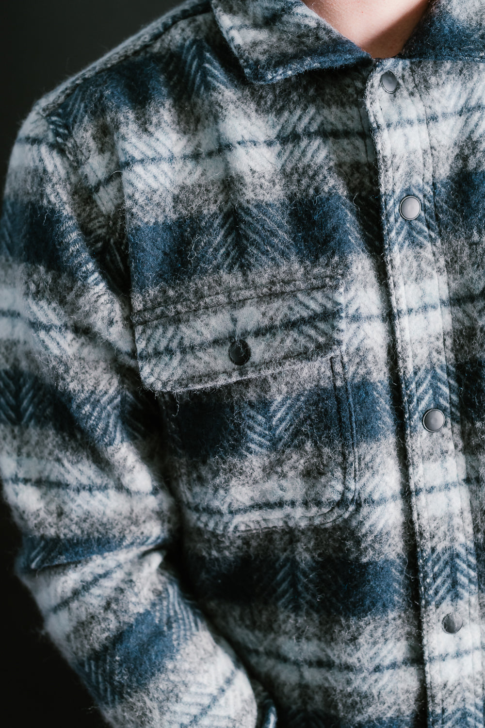 Field Jacket Wool Plaid - Navy