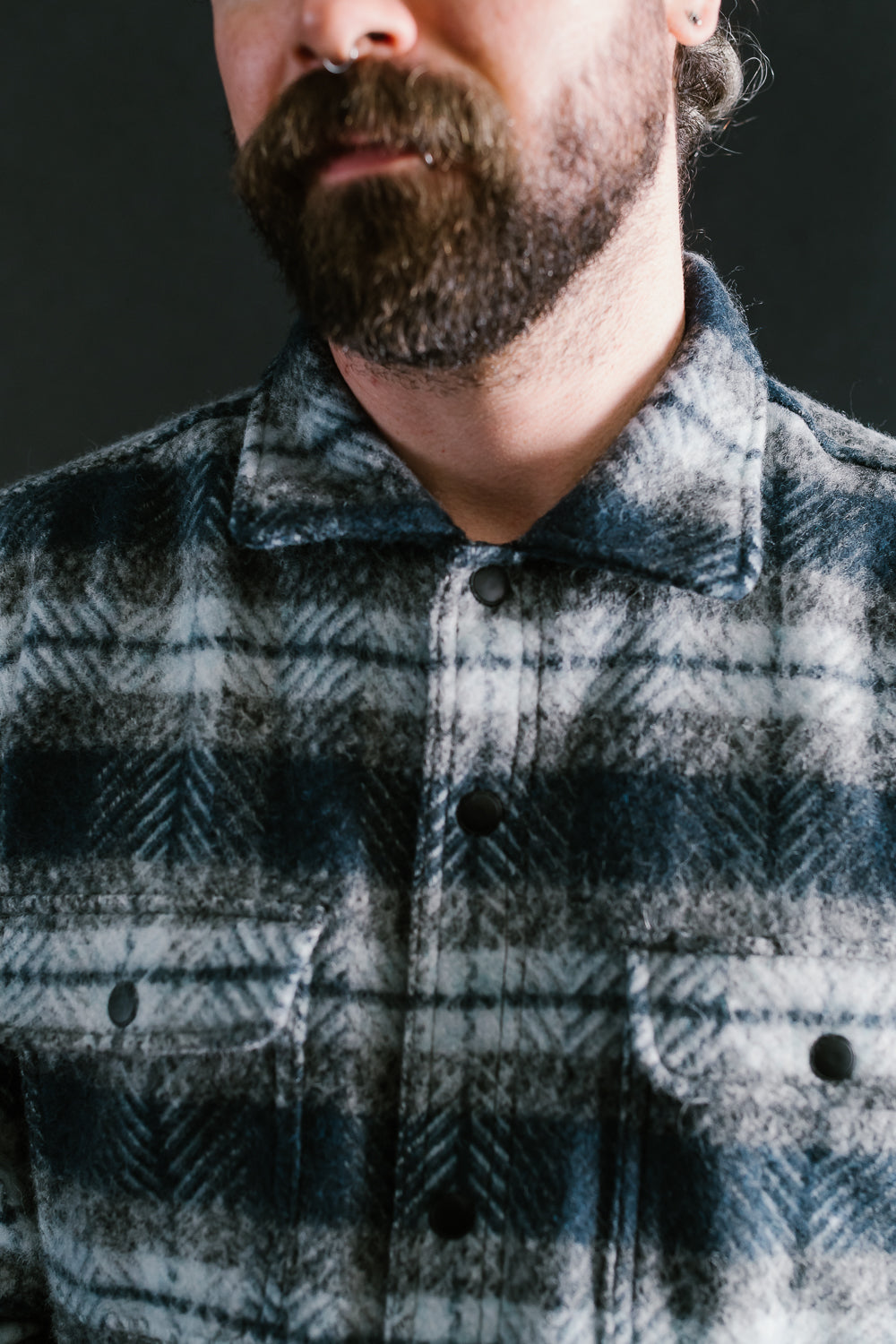 Field Jacket Wool Plaid - Navy