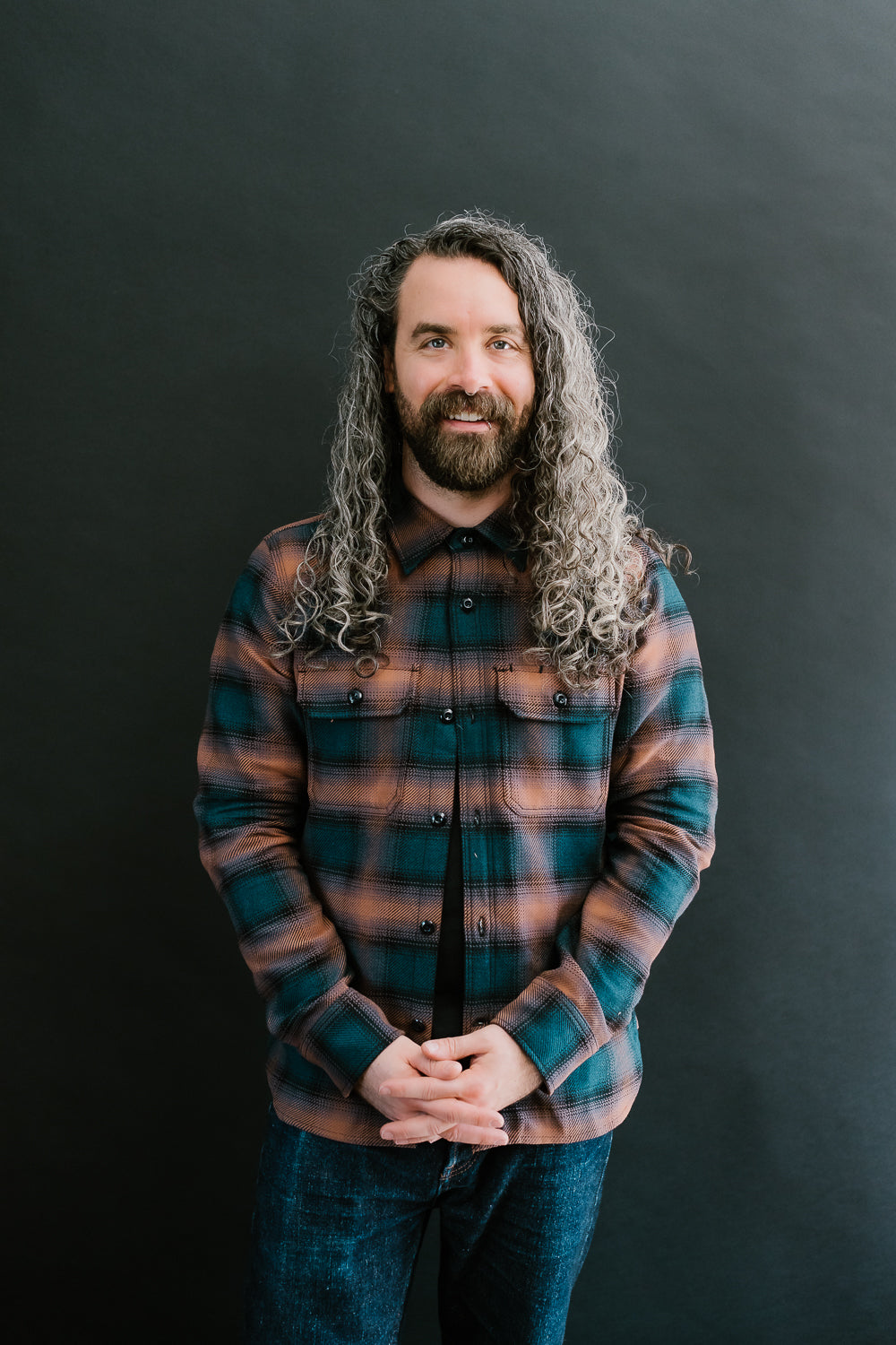 Field Shirt Plaid - Navy, Blush Ombré