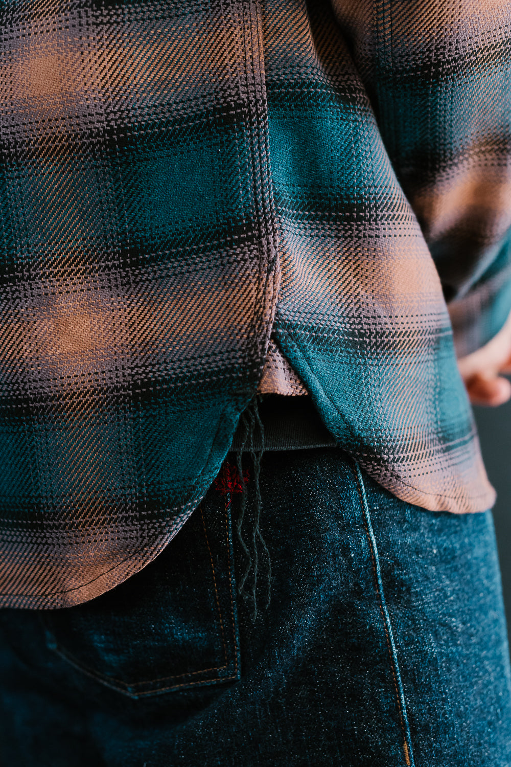 Field Shirt Plaid - Navy, Blush Ombré