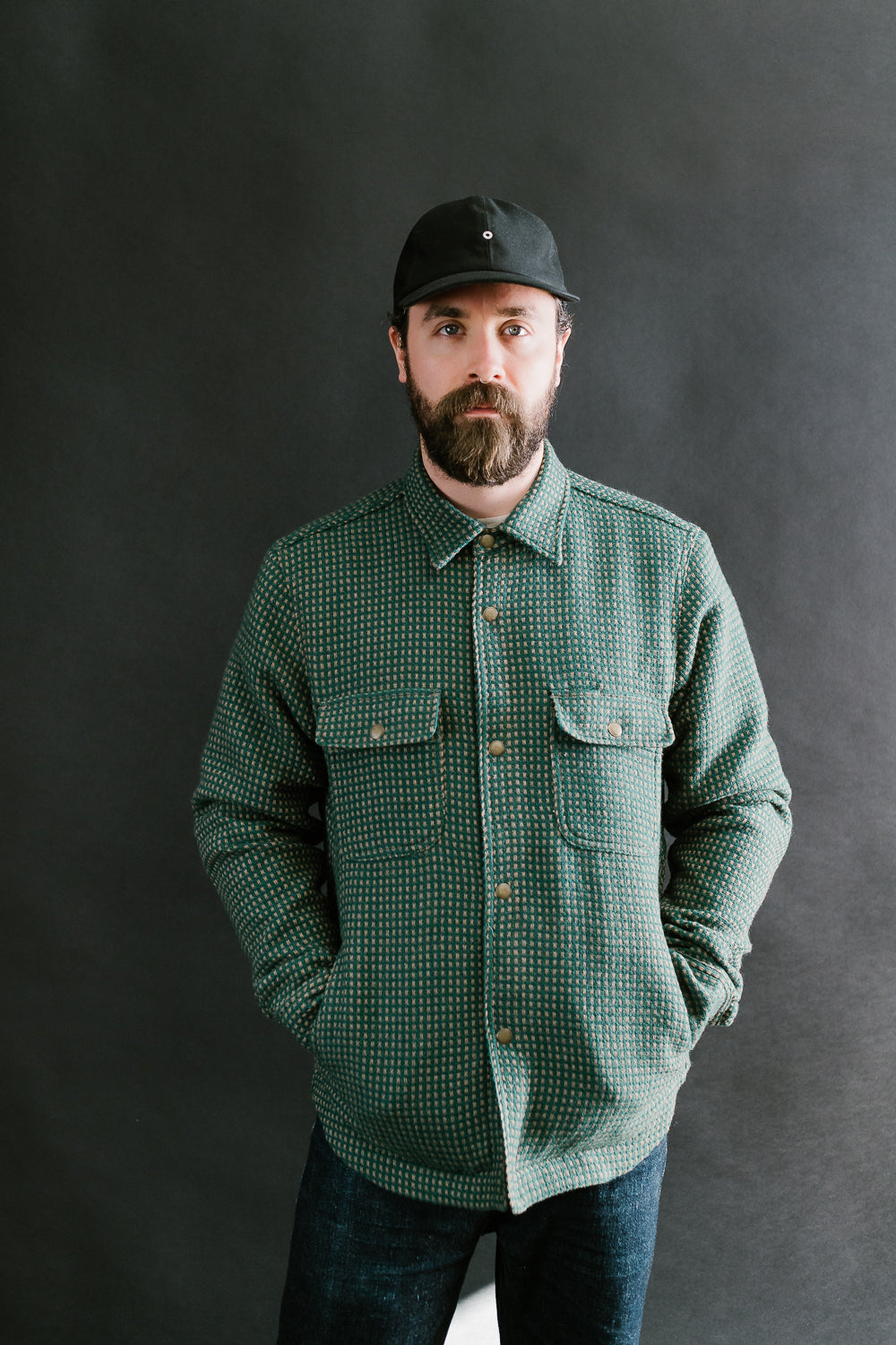 Field Shirt Lined Wool Dot - Green