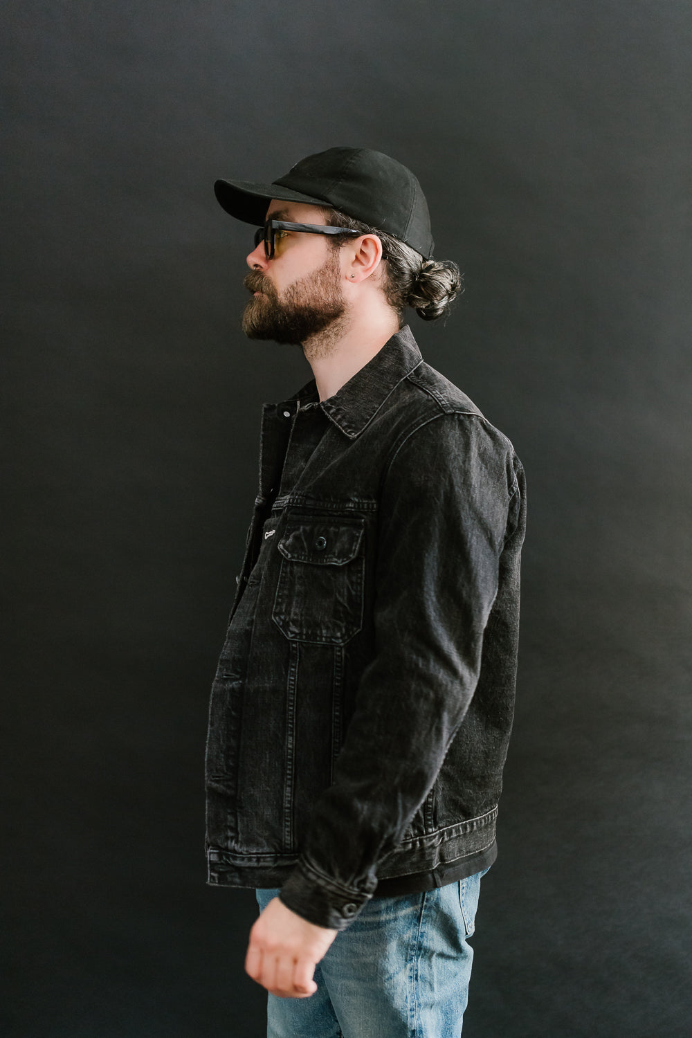 15oz - Stealth Wash Selvedge Denim Cruiser Jacket - Black