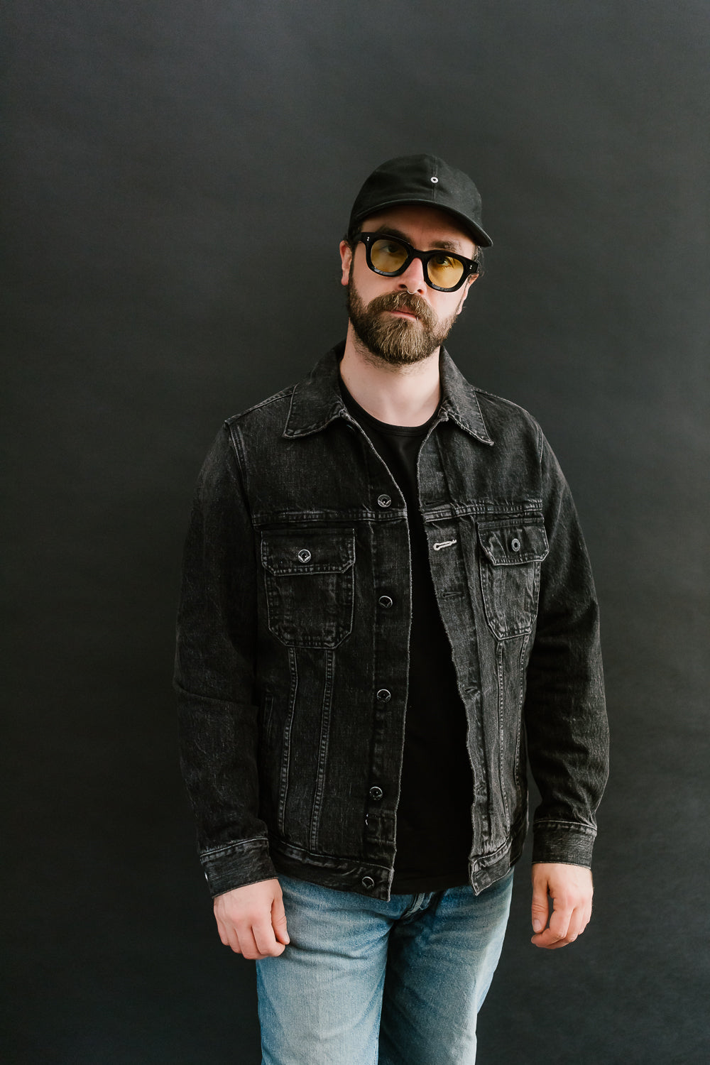 15oz - Stealth Wash Selvedge Denim Cruiser Jacket - Black