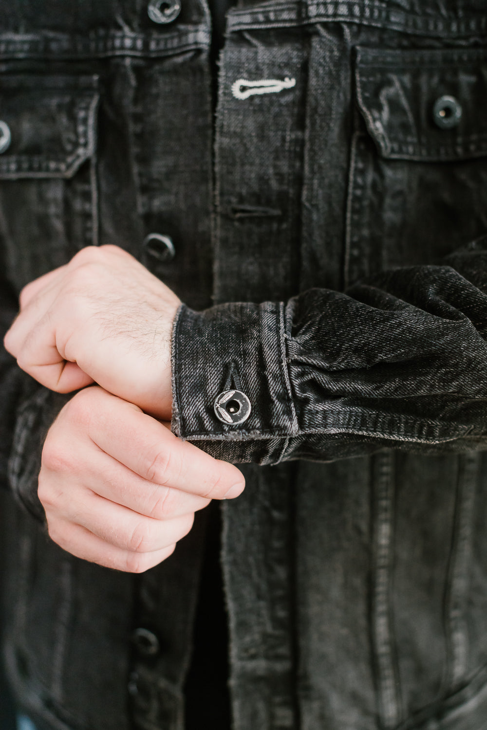 15oz - Stealth Wash Selvedge Denim Cruiser Jacket - Black