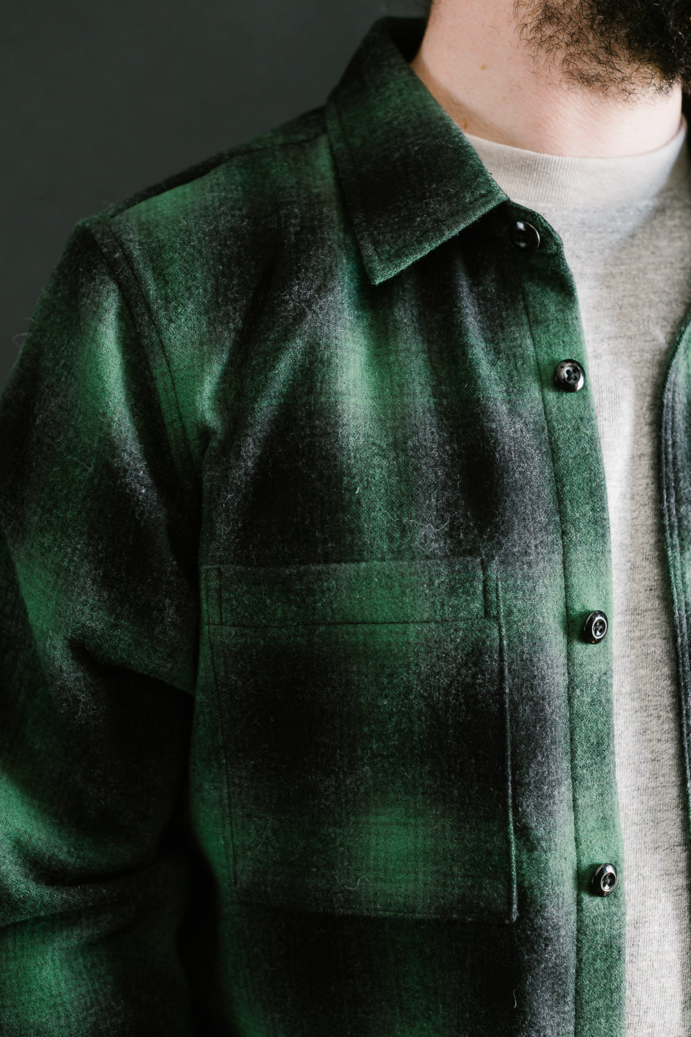 Utility Shirt Plaid Wool - Ombré Green