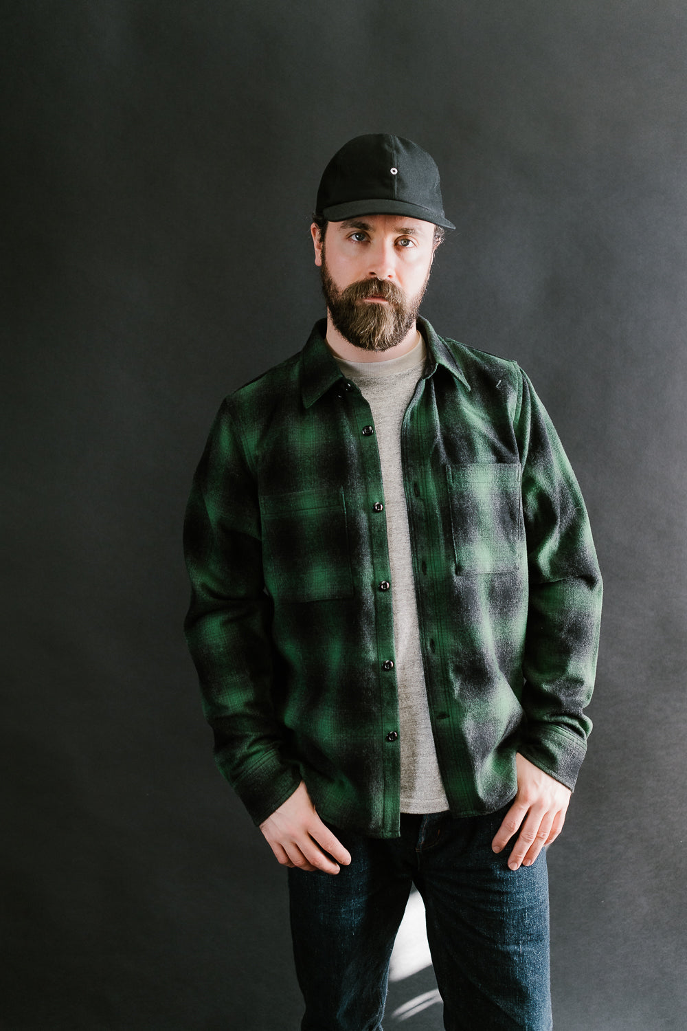 Utility Shirt Plaid Wool - Ombré Green