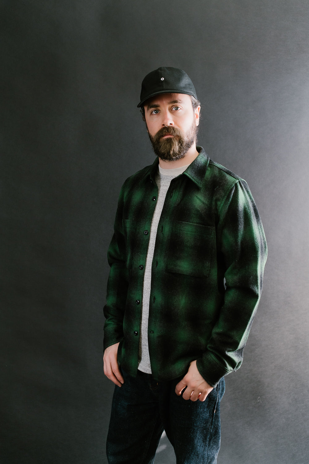 Utility Shirt Plaid Wool - Ombré Green