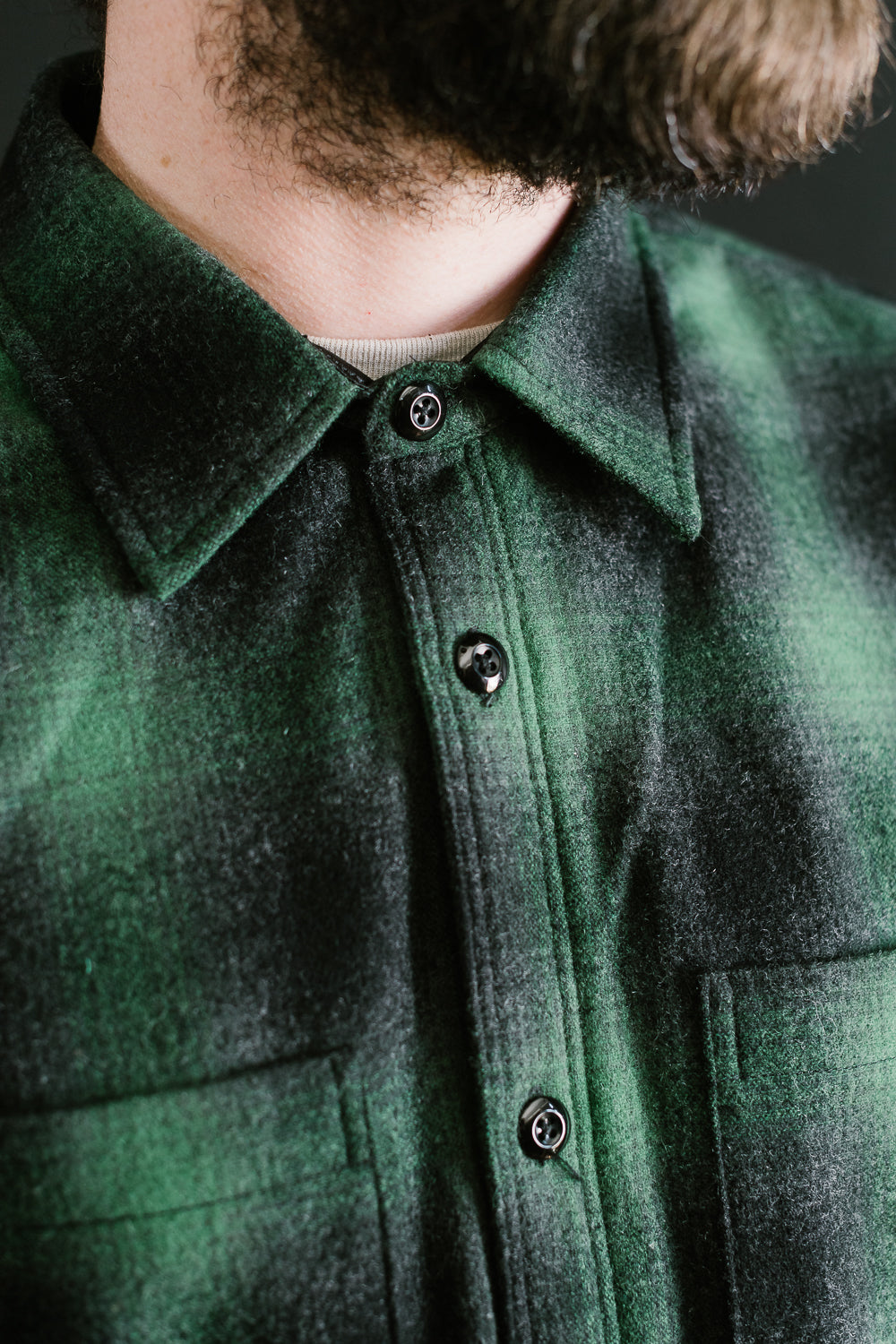 Utility Shirt Plaid Wool - Ombré Green