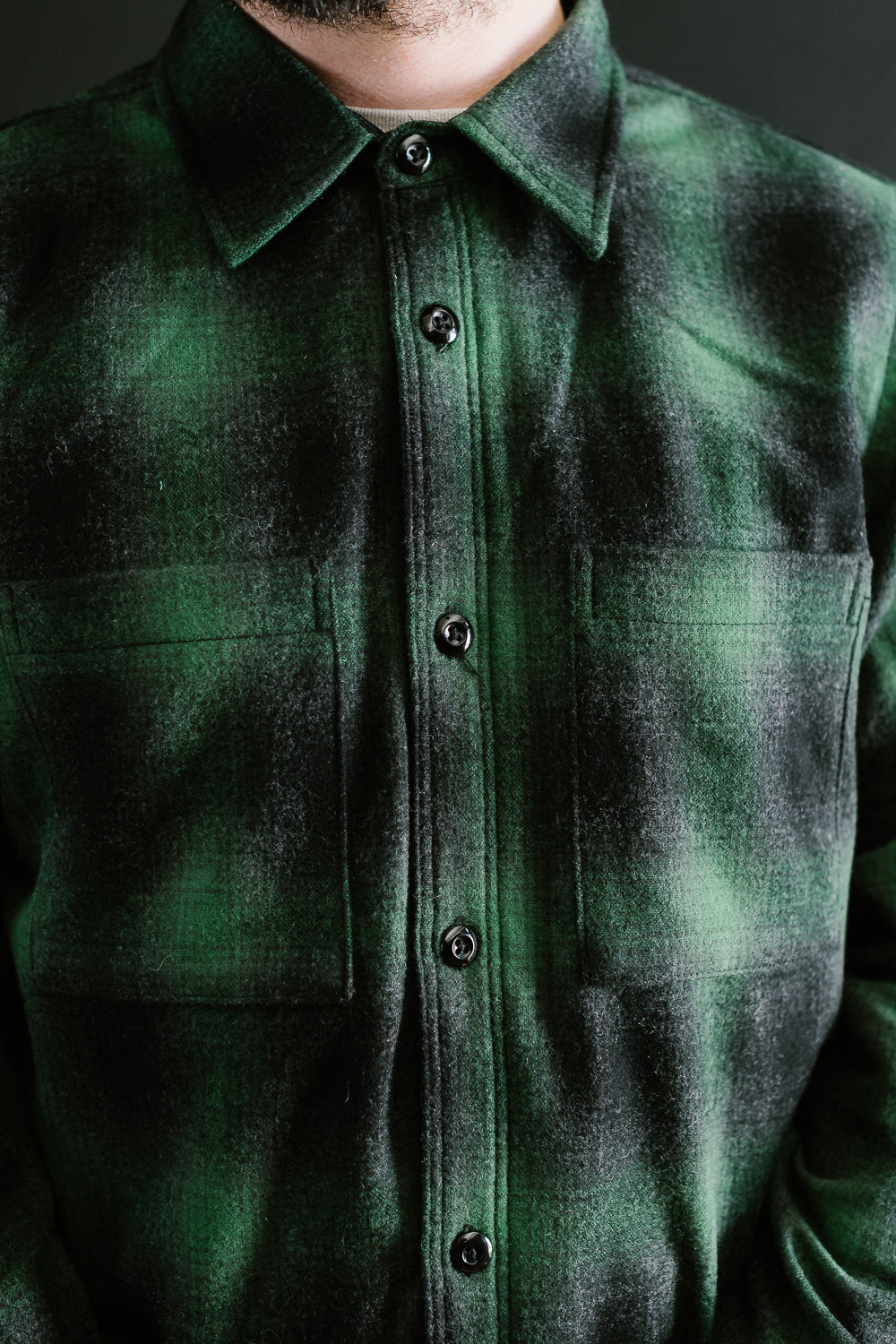 Utility Shirt Plaid Wool - Ombré Green