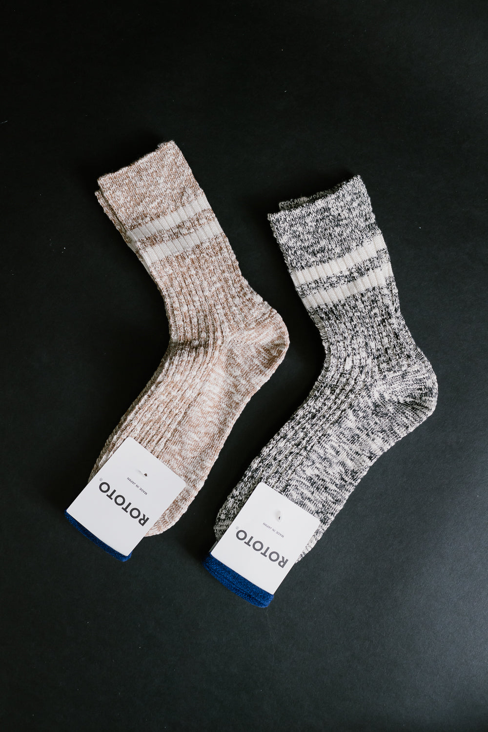 R1485 - OG Cotton Slub Stripe Socks - Black