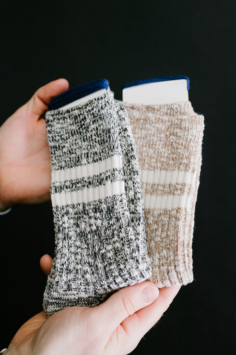 R1485 - OG Cotton Slub Stripe Socks - Coffee