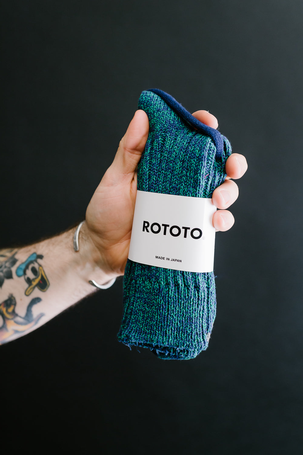 R1448 - Recycled Cotton Ribbed Crew Sock - Blue, Green