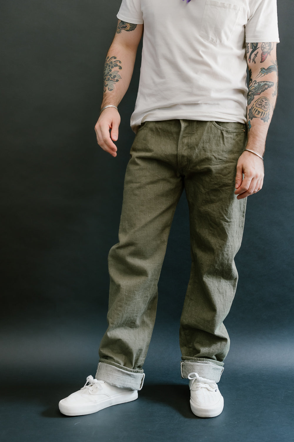 S0170GNX - 17oz Uguisu Denim - Straight Taper