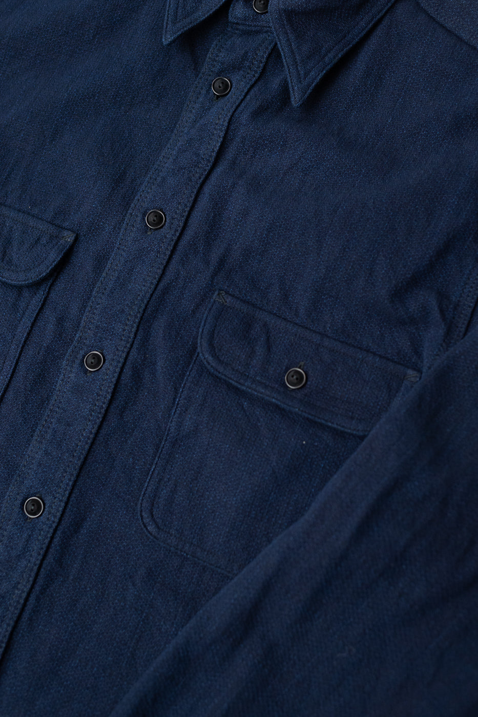 SAK24-01W - Spotted Work Shirt - Natural Indigo