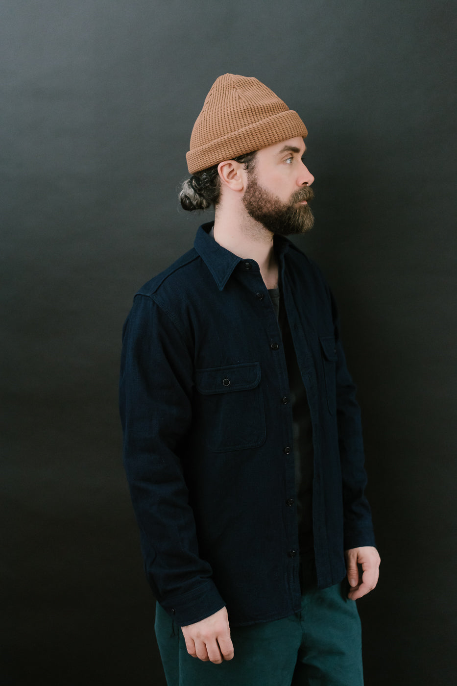 SAK24-01W - Spotted Work Shirt - Natural Indigo