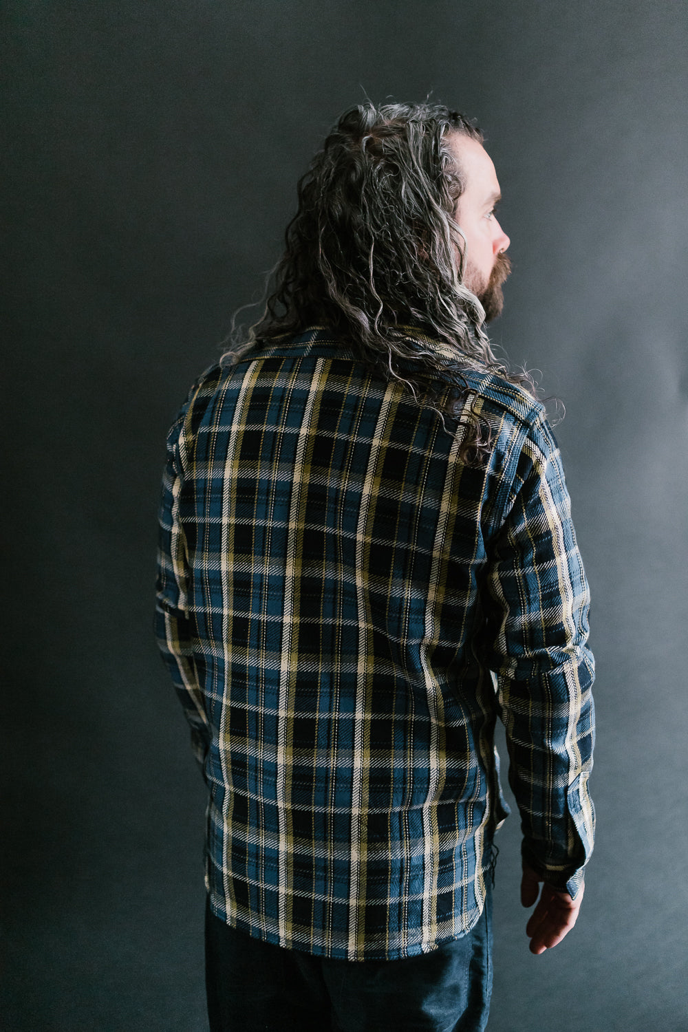 SIN23-01W - Rope Dyed Flannel Check Shirt - Blue, Indigo