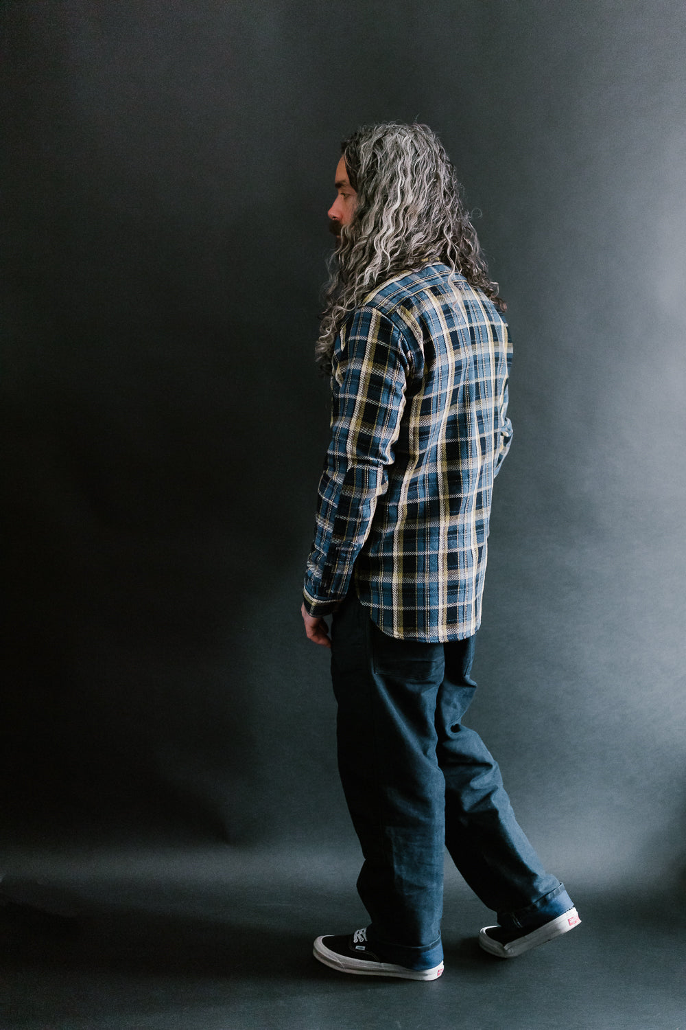 SIN23-01W - Rope Dyed Flannel Check Shirt - Blue, Indigo