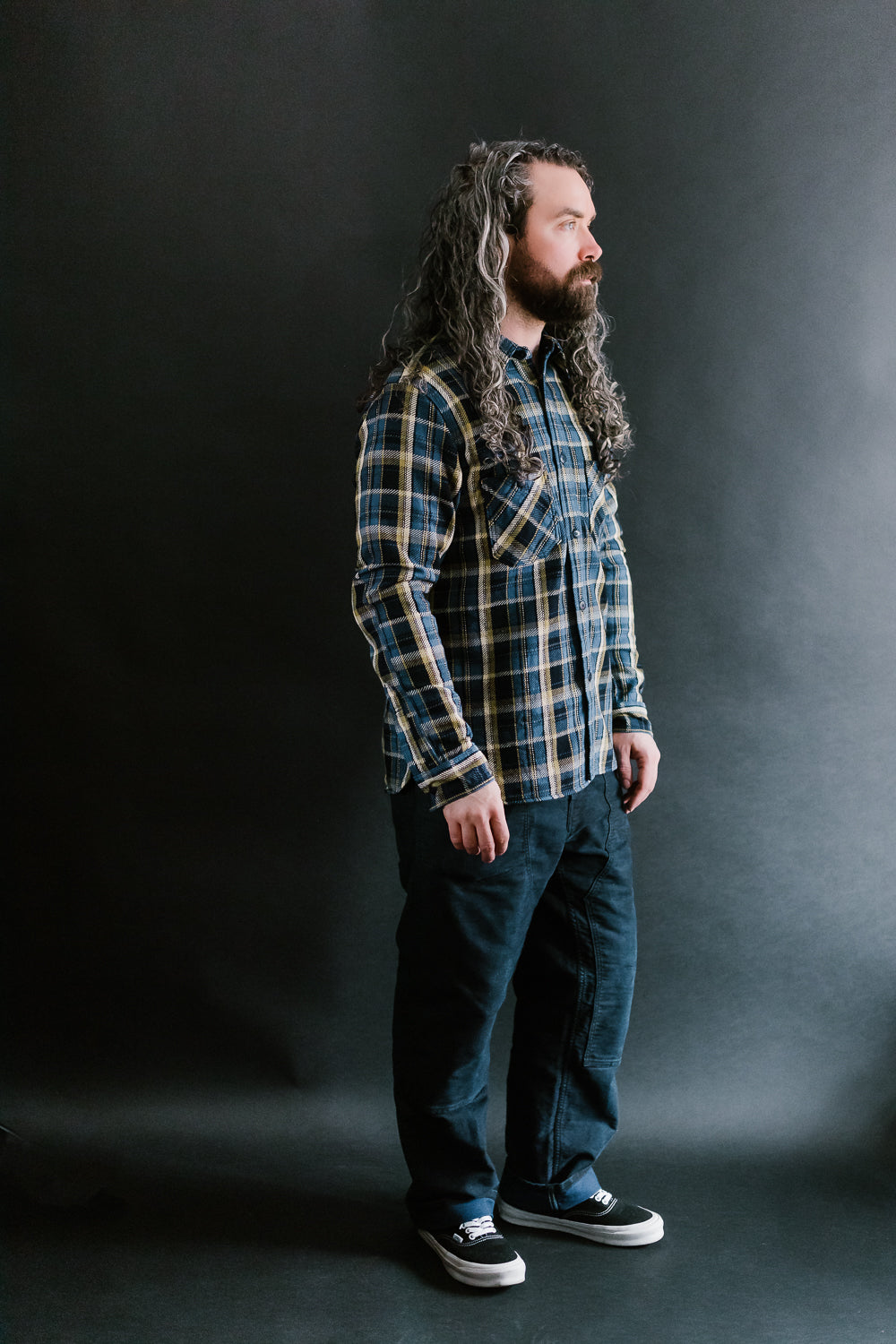 SIN23-01W - Rope Dyed Flannel Check Shirt - Blue, Indigo