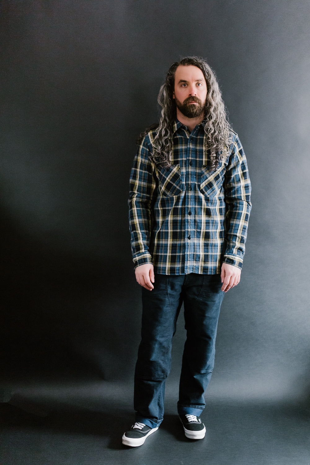 SIN23-01W - Rope Dyed Flannel Check Shirt - Blue, Indigo