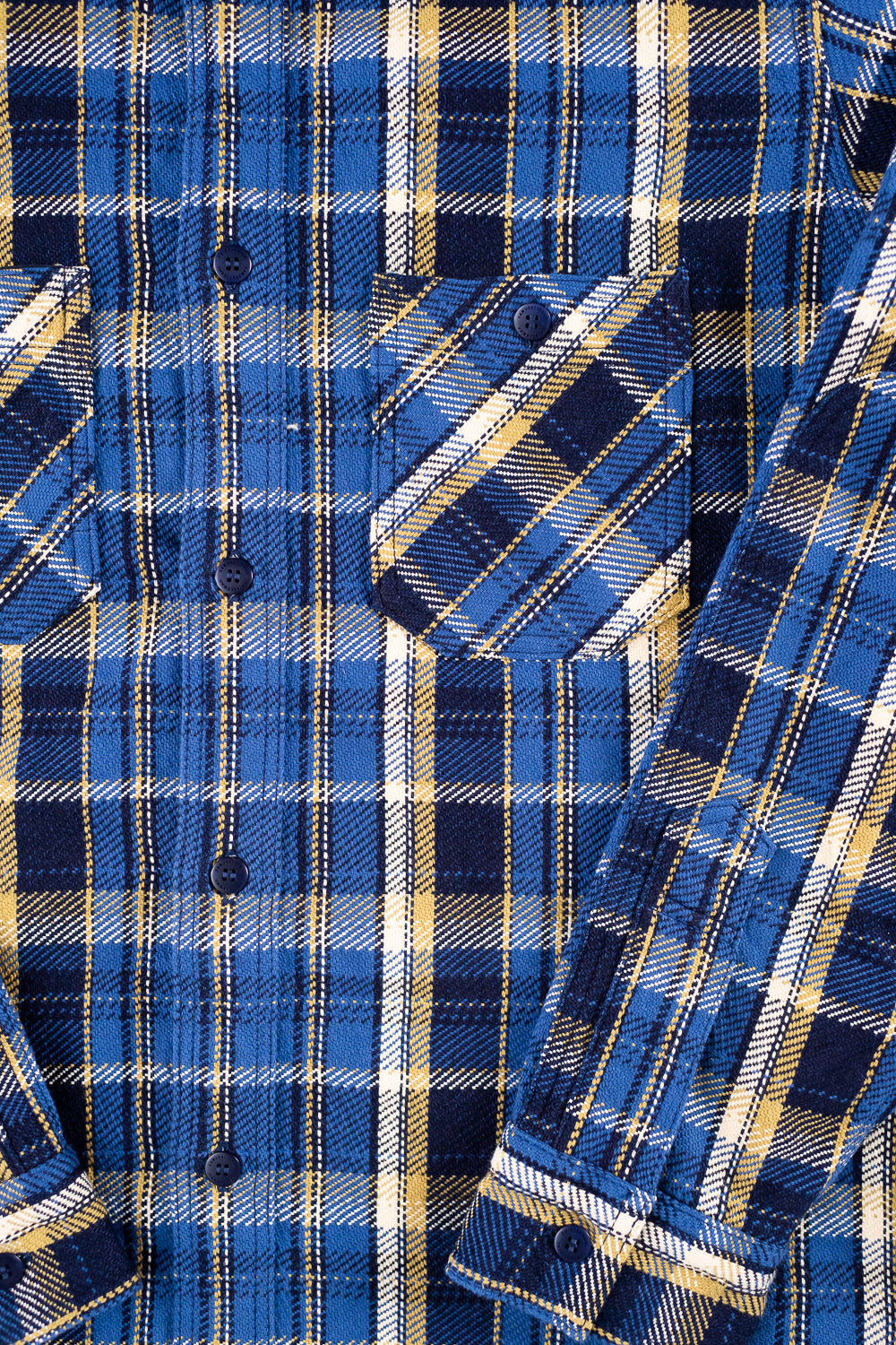 SIN23-01W - Rope Dyed Flannel Check Shirt - Blue, Indigo