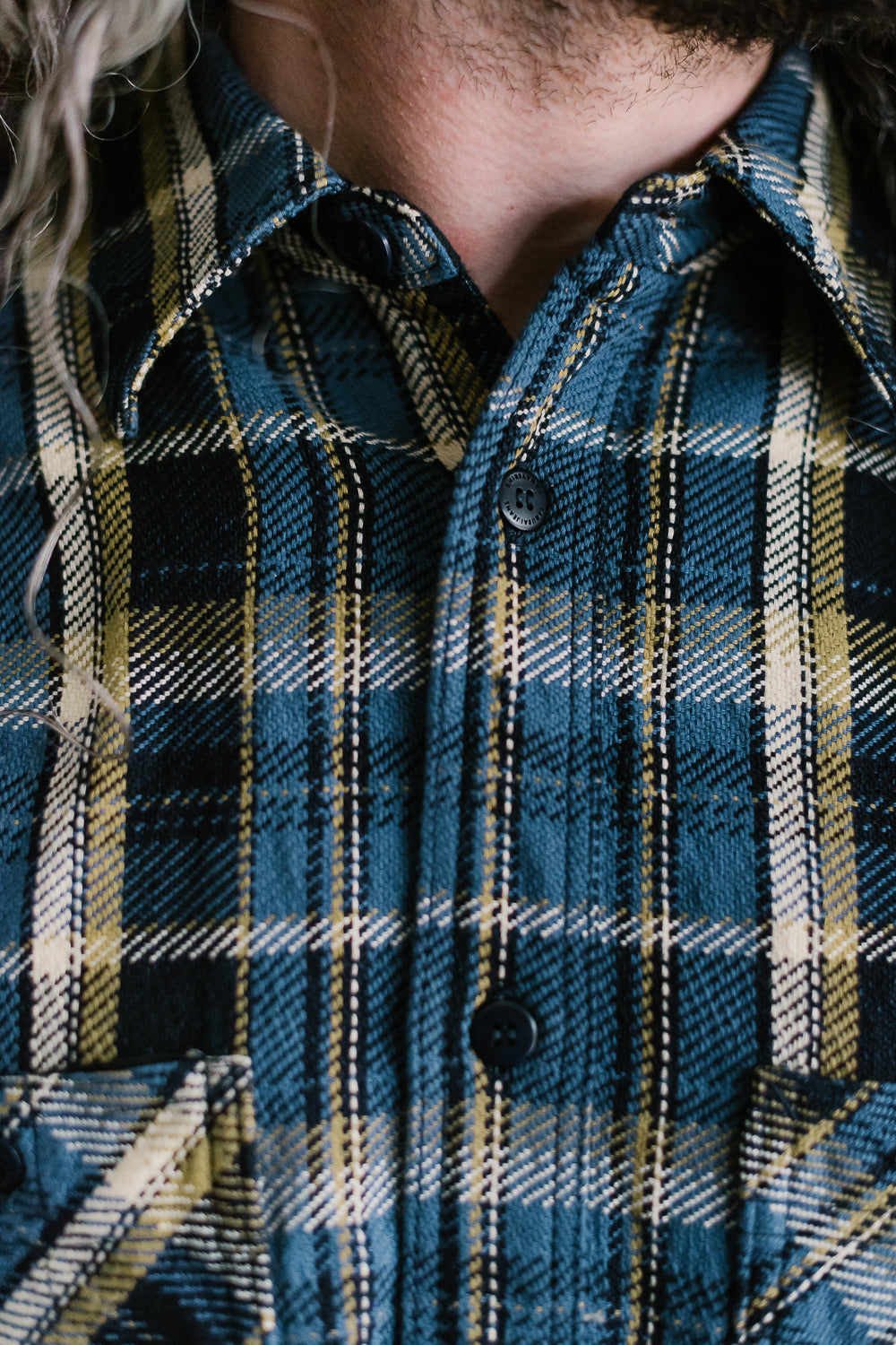 SIN23-01W - Rope Dyed Flannel Check Shirt - Blue, Indigo