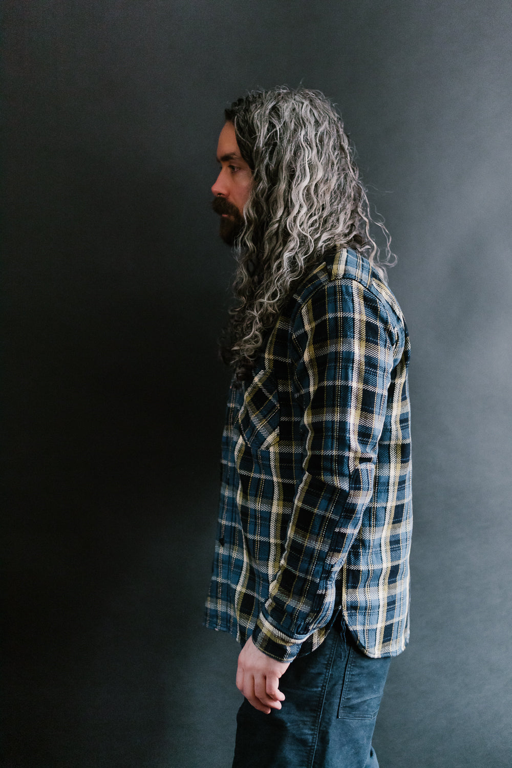 SIN23-01W - Rope Dyed Flannel Check Shirt - Blue, Indigo