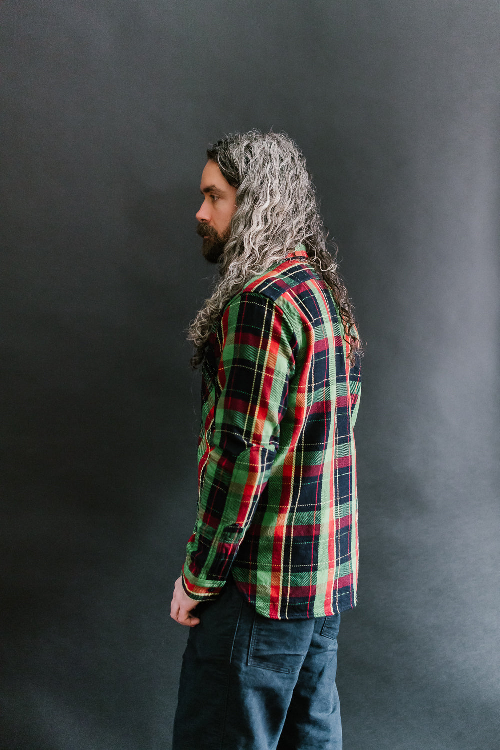 SIN23-01W - Rope Dyed Flannel Check Shirt - Green, Indigo