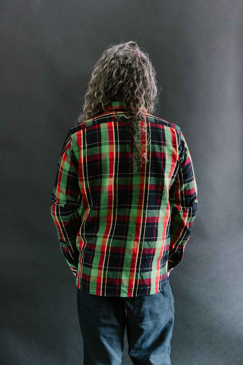 SIN23-01W - Rope Dyed Flannel Check Shirt - Green, Indigo