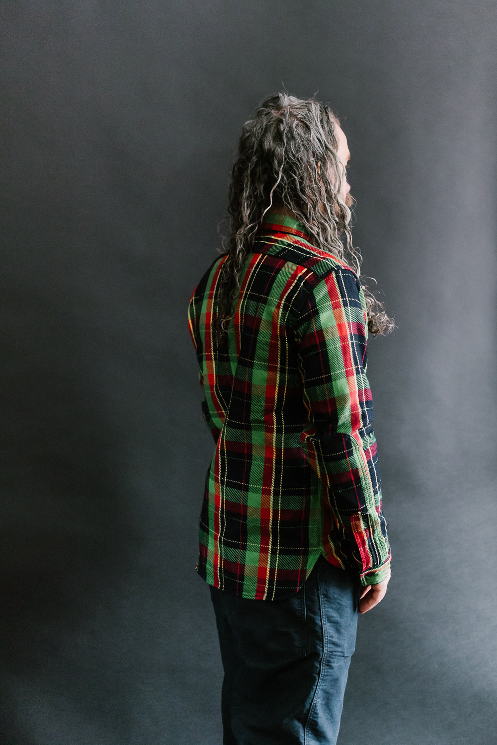 SIN23-01W - Rope Dyed Flannel Check Shirt - Green, Indigo