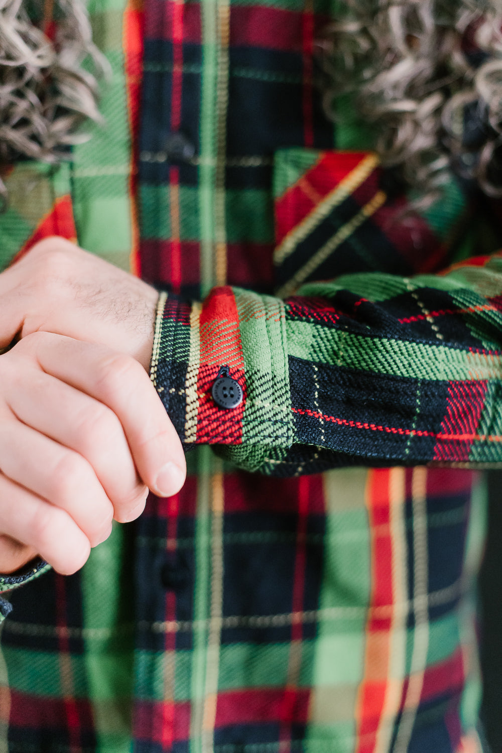 SIN23-01W - Rope Dyed Flannel Check Shirt - Green, Indigo