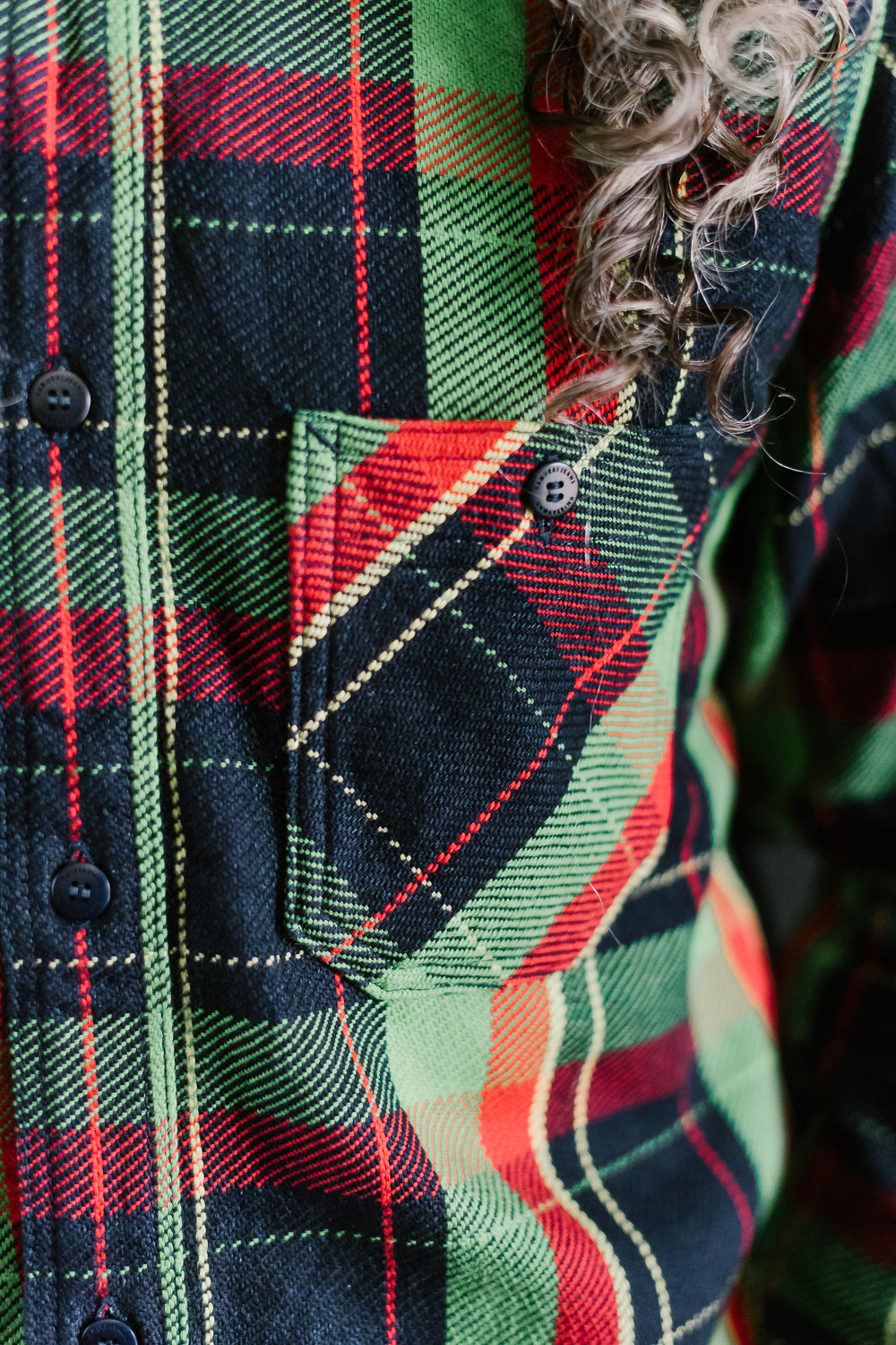 SIN23-01W - Rope Dyed Flannel Check Shirt - Green, Indigo