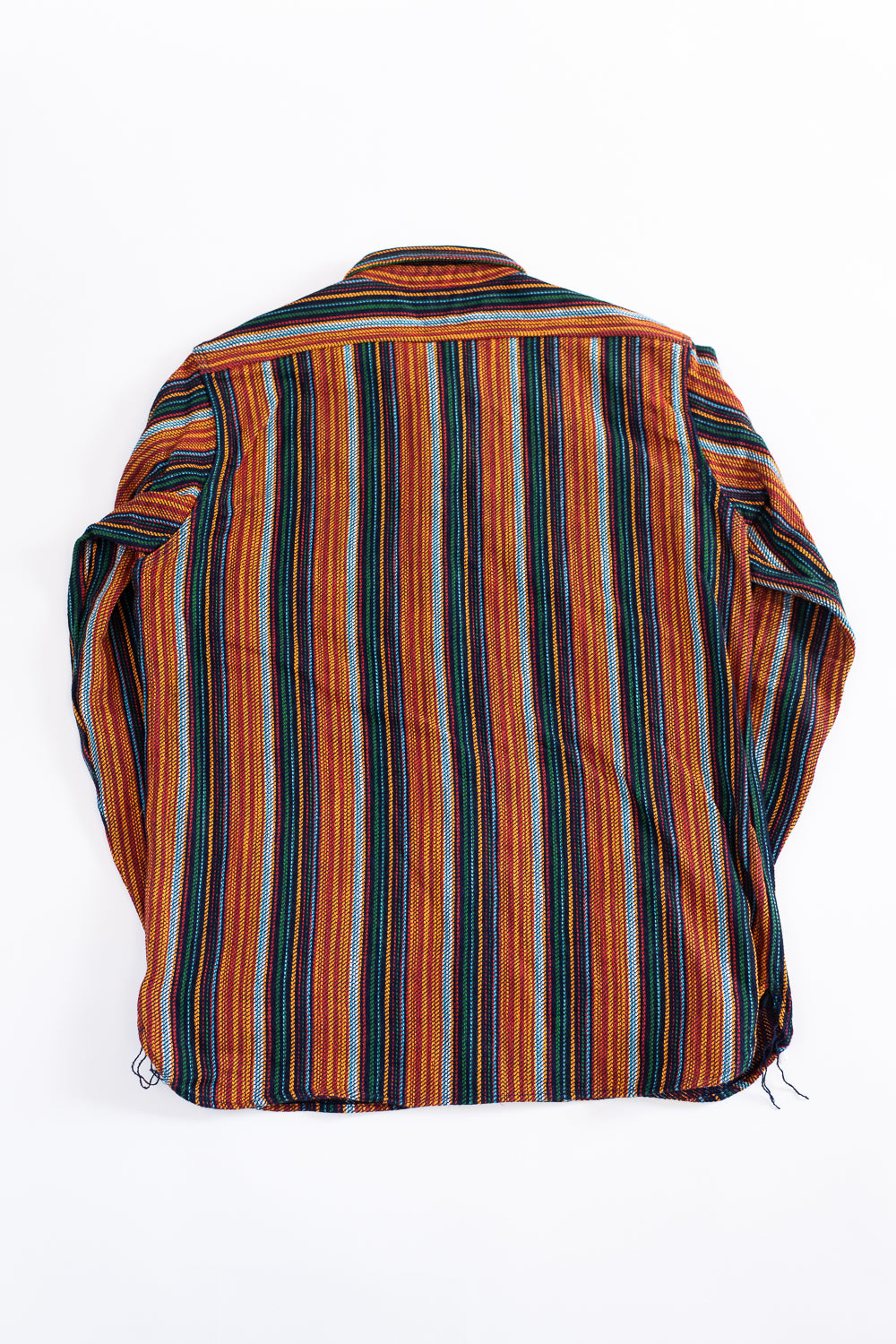 SIN23-02W - Rope Dyed Slub Flannel Stripe Shirt - Indigo, Orange