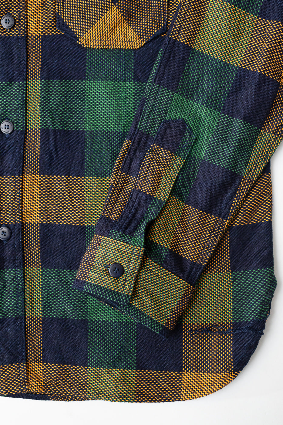 SIN24-01W - Rope-Dyed Indigo Heavy Flannel Work Shirt - Orange, Green