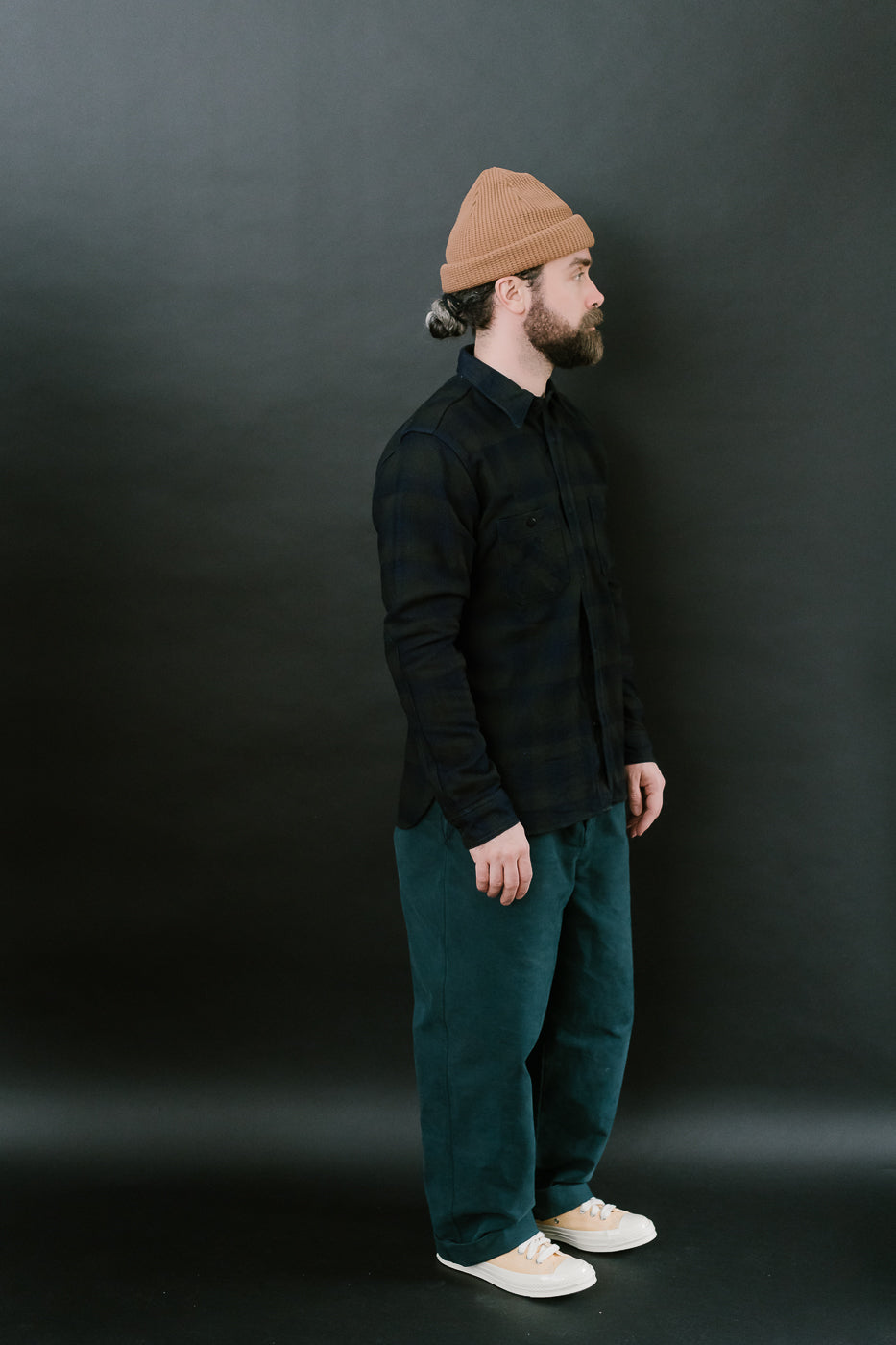 SIN24-03W - Rope-Dyed Indigo Heavy Flannel Work Shirt - Black