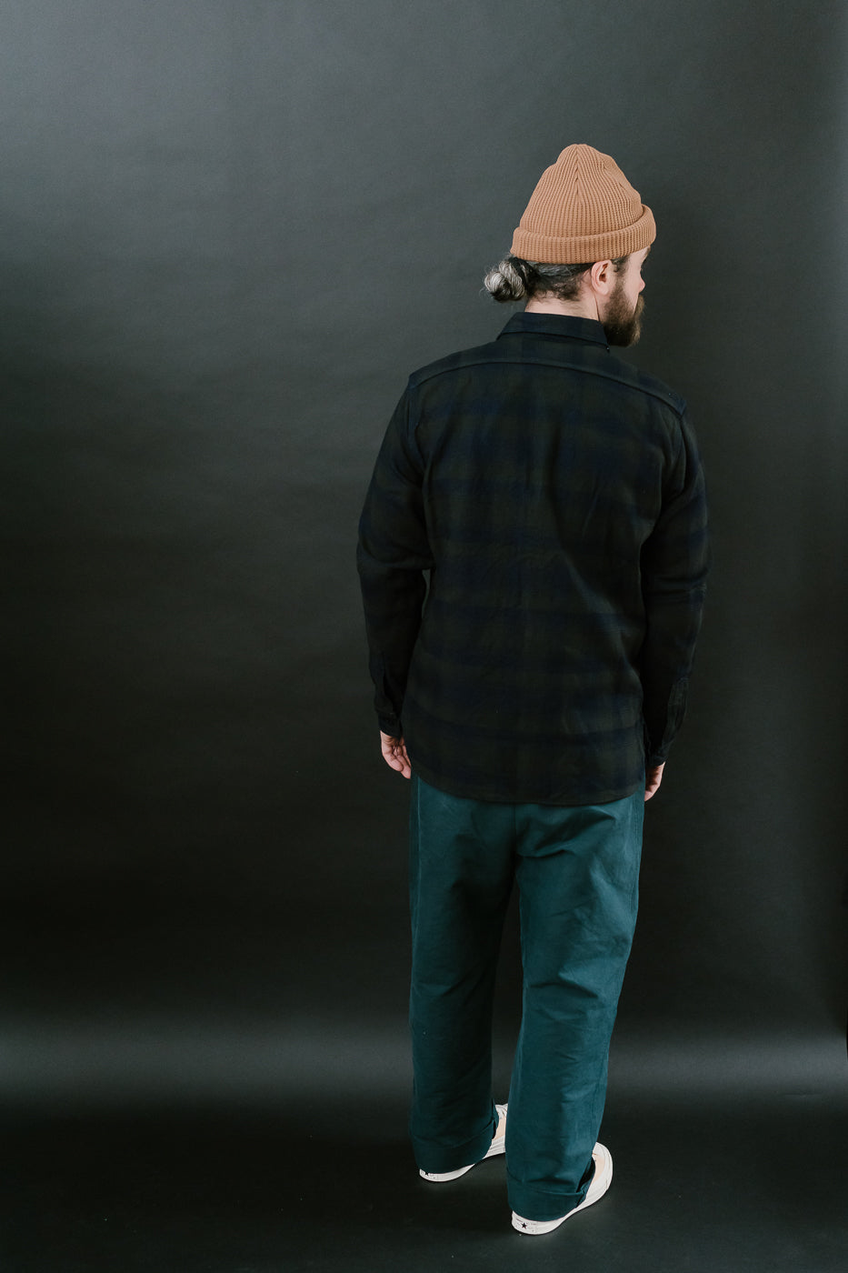 SIN24-03W - Rope-Dyed Indigo Heavy Flannel Work Shirt - Black