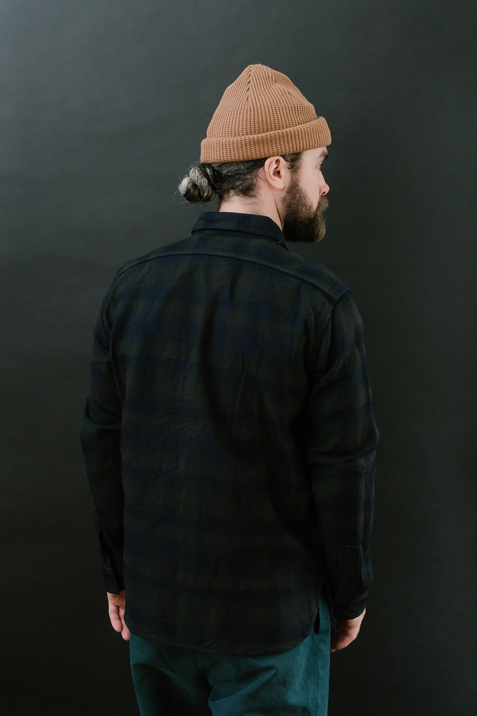 SIN24-03W - Rope-Dyed Indigo Heavy Flannel Work Shirt - Black