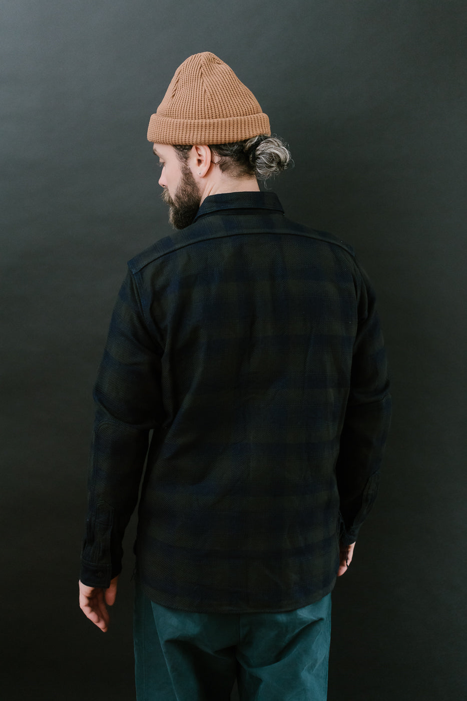 SIN24-03W - Rope-Dyed Indigo Heavy Flannel Work Shirt - Black