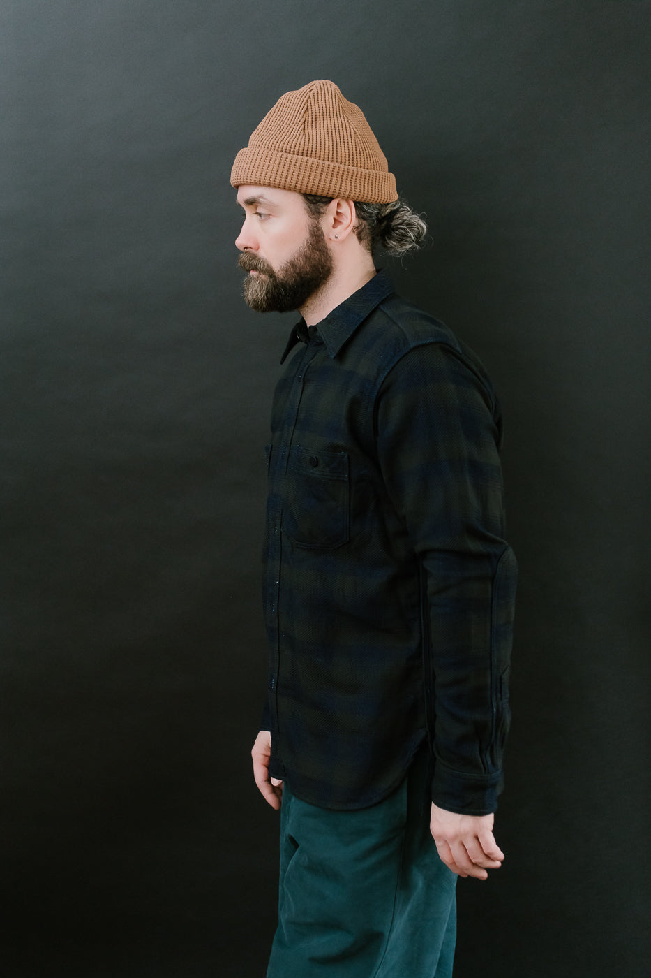 SIN24-03W - Rope-Dyed Indigo Heavy Flannel Work Shirt - Black