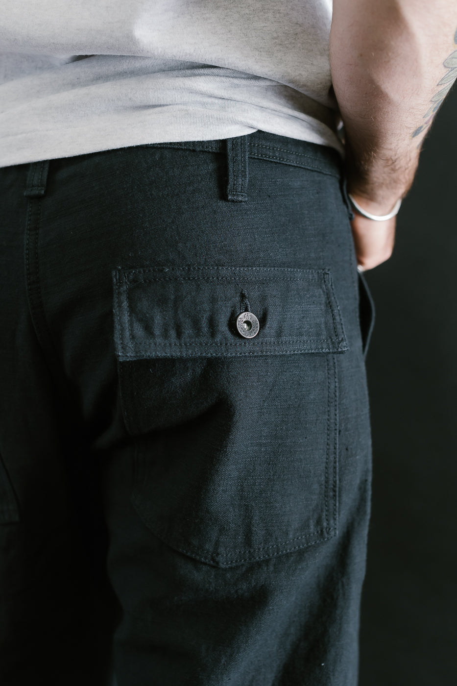 SJ52BK - Back Satin Selvedge Baker Pants - Black