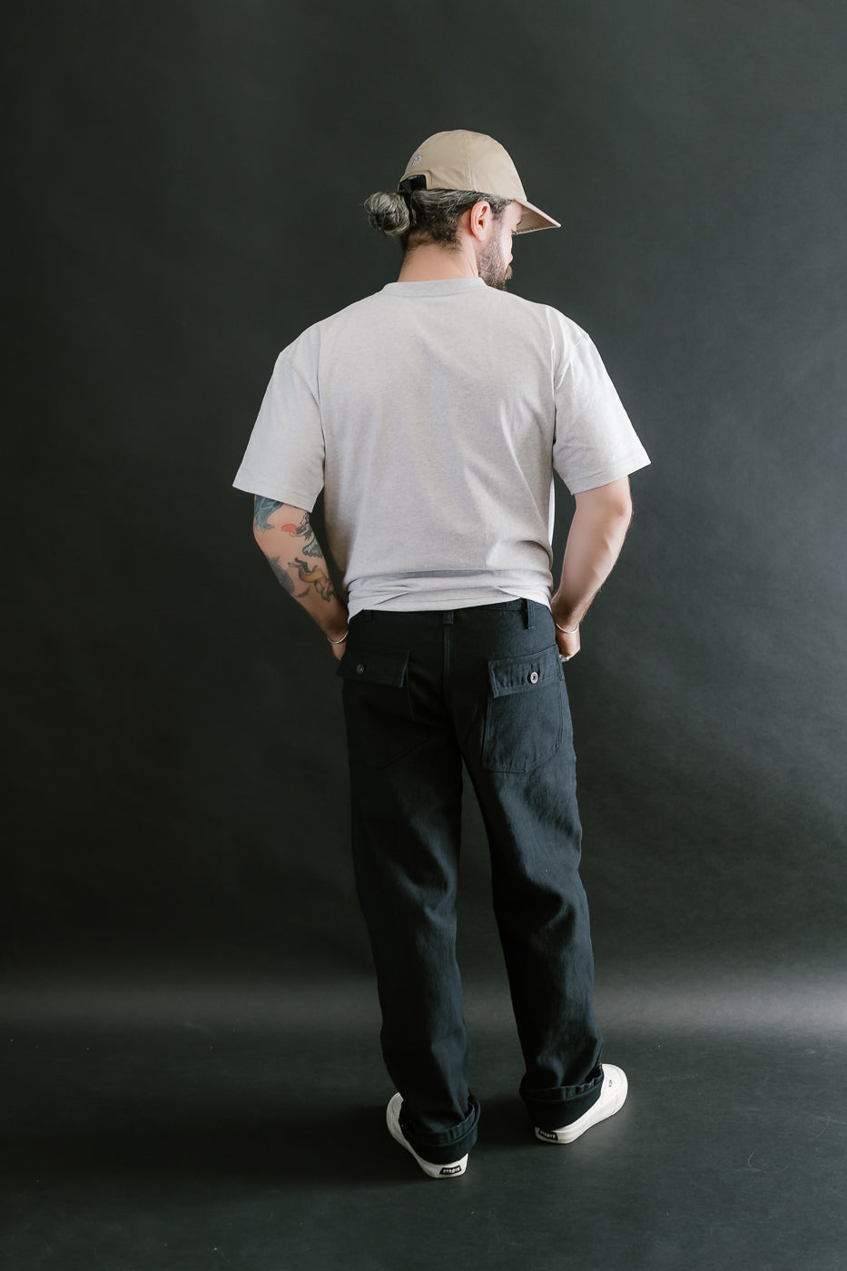 SJ52BK - Back Satin Selvedge Baker Pants - Black