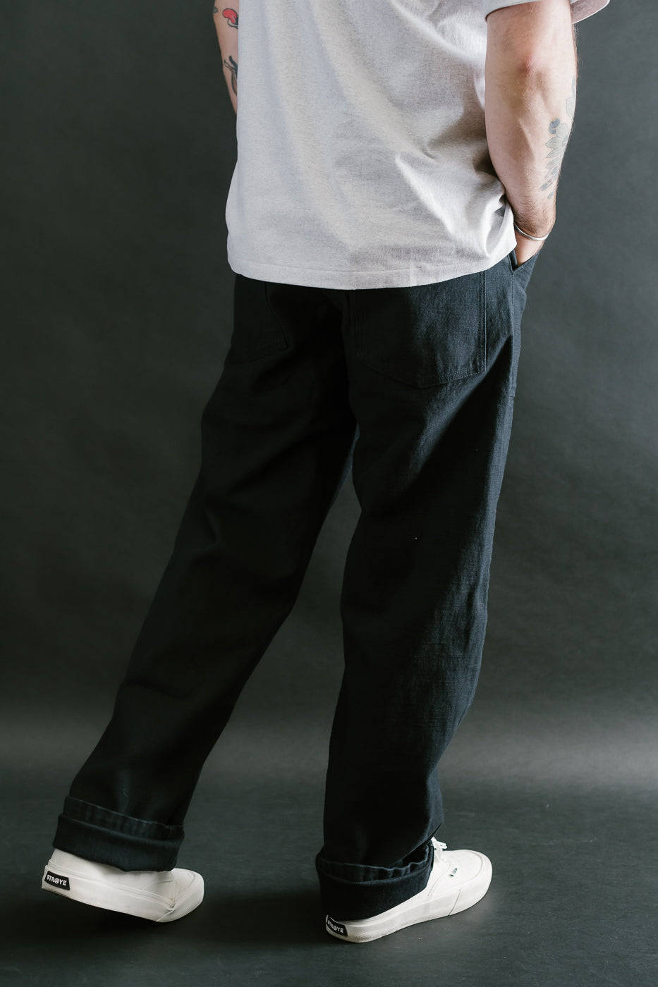 SJ52BK - Back Satin Selvedge Baker Pants - Black