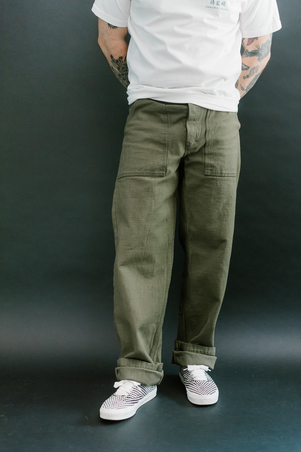 SJ52BP - 15oz Back Satin Heavy Baker Pant - Olive