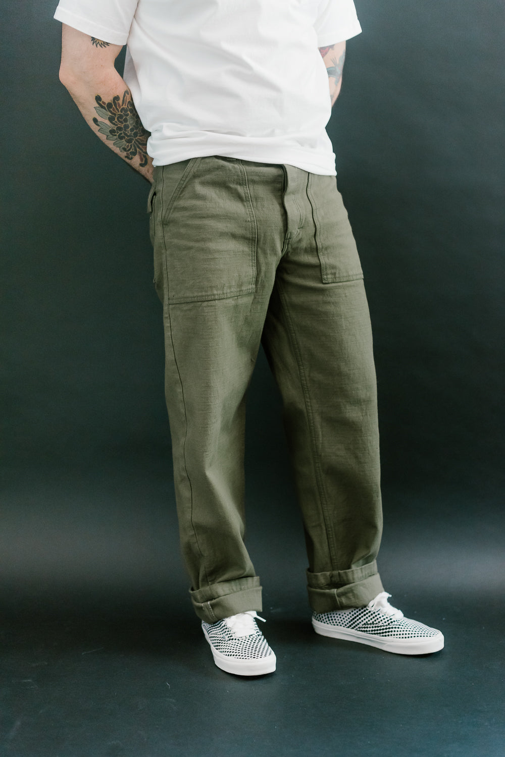 SJ52BP - 15oz Back Satin Heavy Baker Pant - Olive