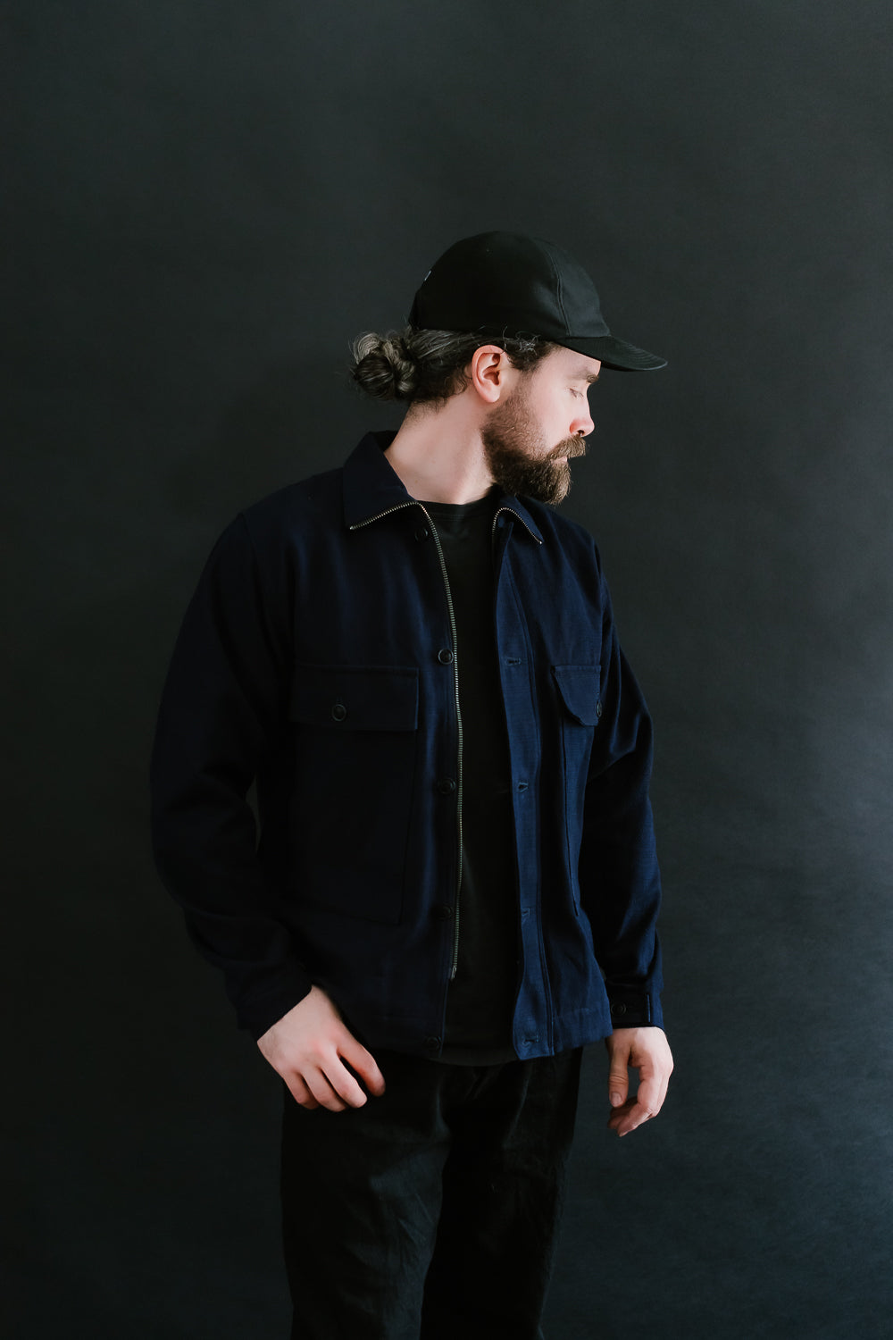 SJMJ24-01 - Spotted Zip Field Jacket - Natural Indigo