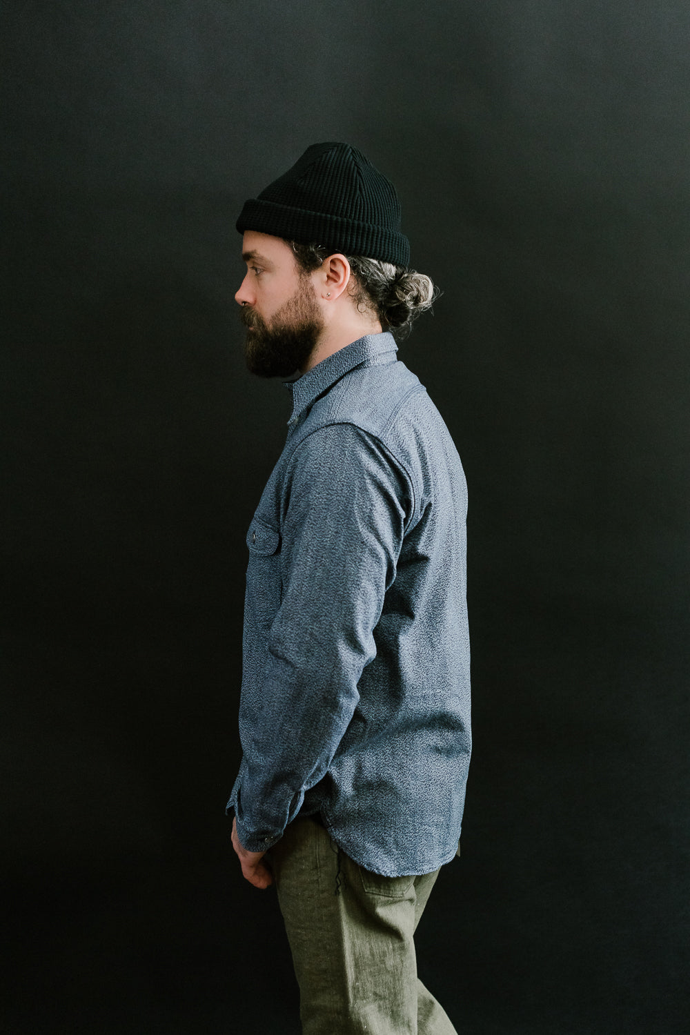 SSS23-AMW - Twisted Yarn Work Shirt - Natural Indigo